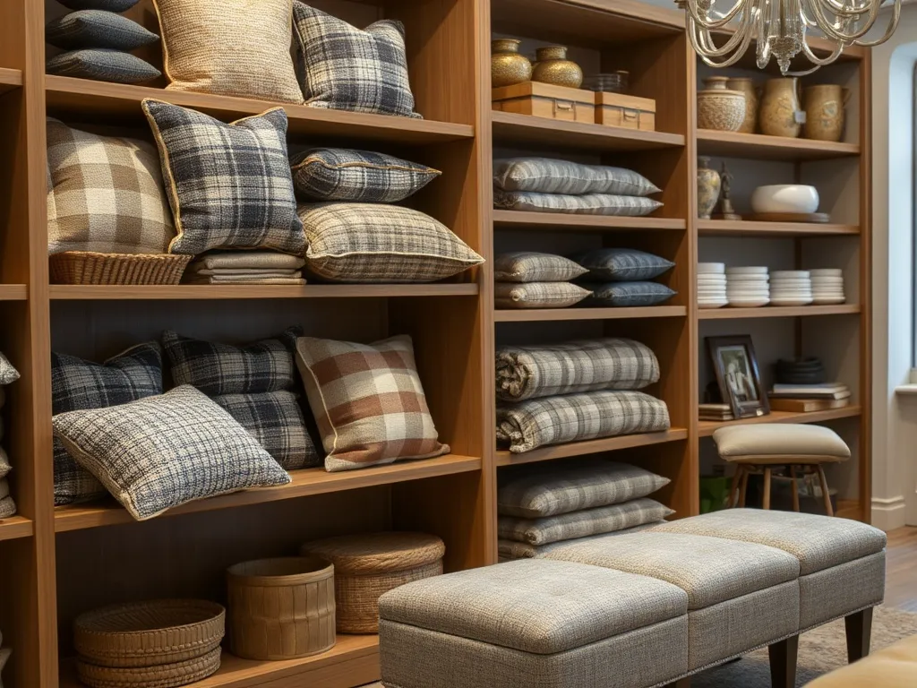 Tweed and wool home accessories displayed together